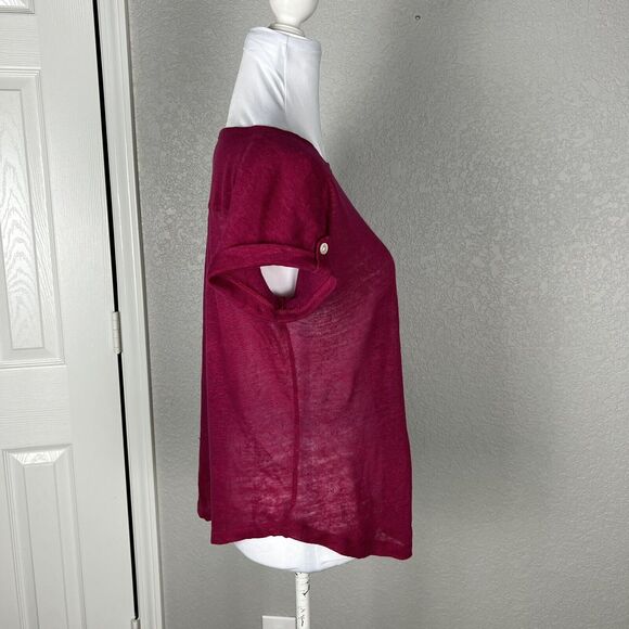 Ralph Lauren LRL Size PS Petite Linen Pink Short Sleeve Sweater lightweight - Picture 5 of 6